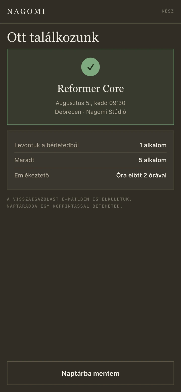 Megerősített foglalás és a levont alkalom